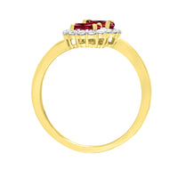 Garnet and Diamond Oval Crossover 9ct Yellow Gold Cluster Ring - Michael Jones Jeweller