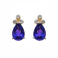 Amethyst and Diamond 9ct Yellow Gold Stud Earrings