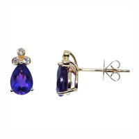 Amethyst and Diamond 9ct Yellow Gold Stud Earrings