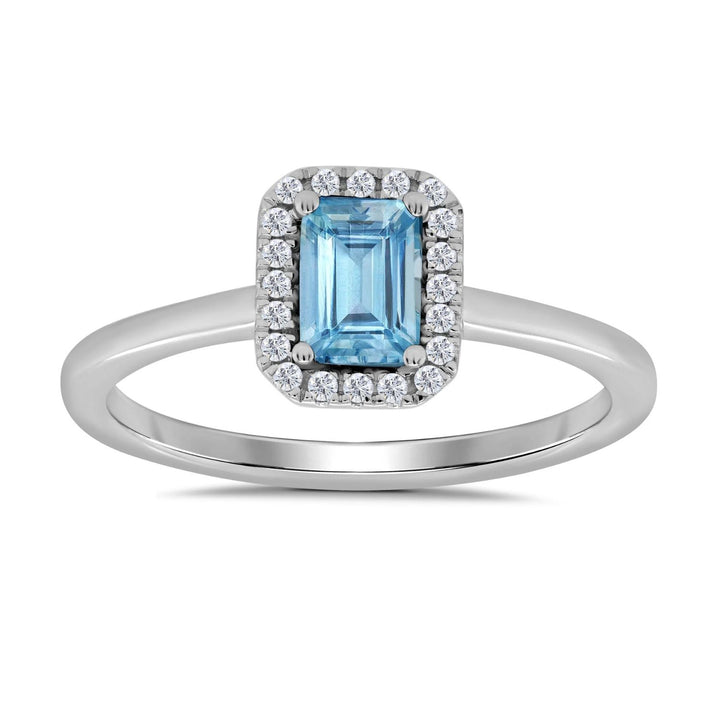 Aquamarine and Diamond 9ct White Gold Ring