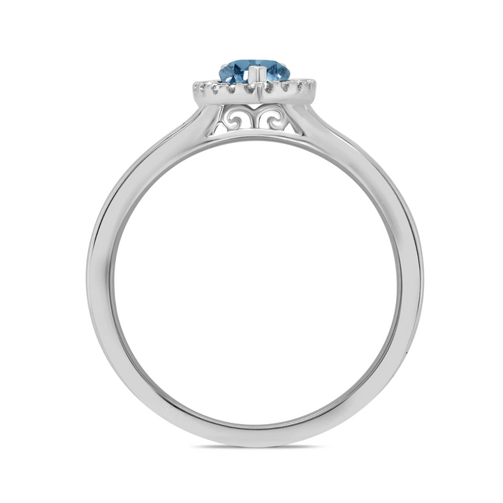 Pear cut Aquamarine and Diamond 9ct White Gold Ring