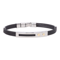 Salvatore Bersani B-Joy Black PVD & Steel Three-Strand Bracelet with 18ct Yellow Gold Accents