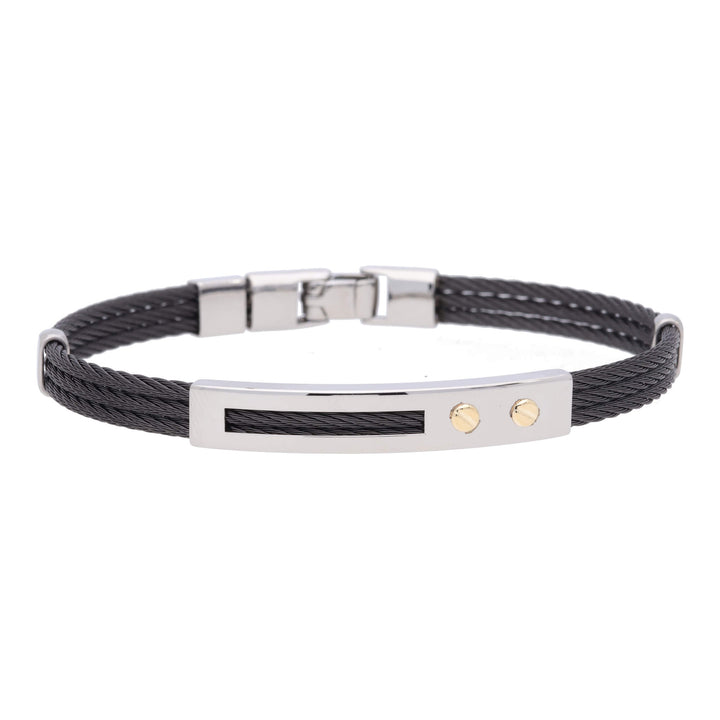 Salvatore Bersani B-Joy Black PVD & Steel Three-Strand Bracelet with 18ct Yellow Gold Accents
