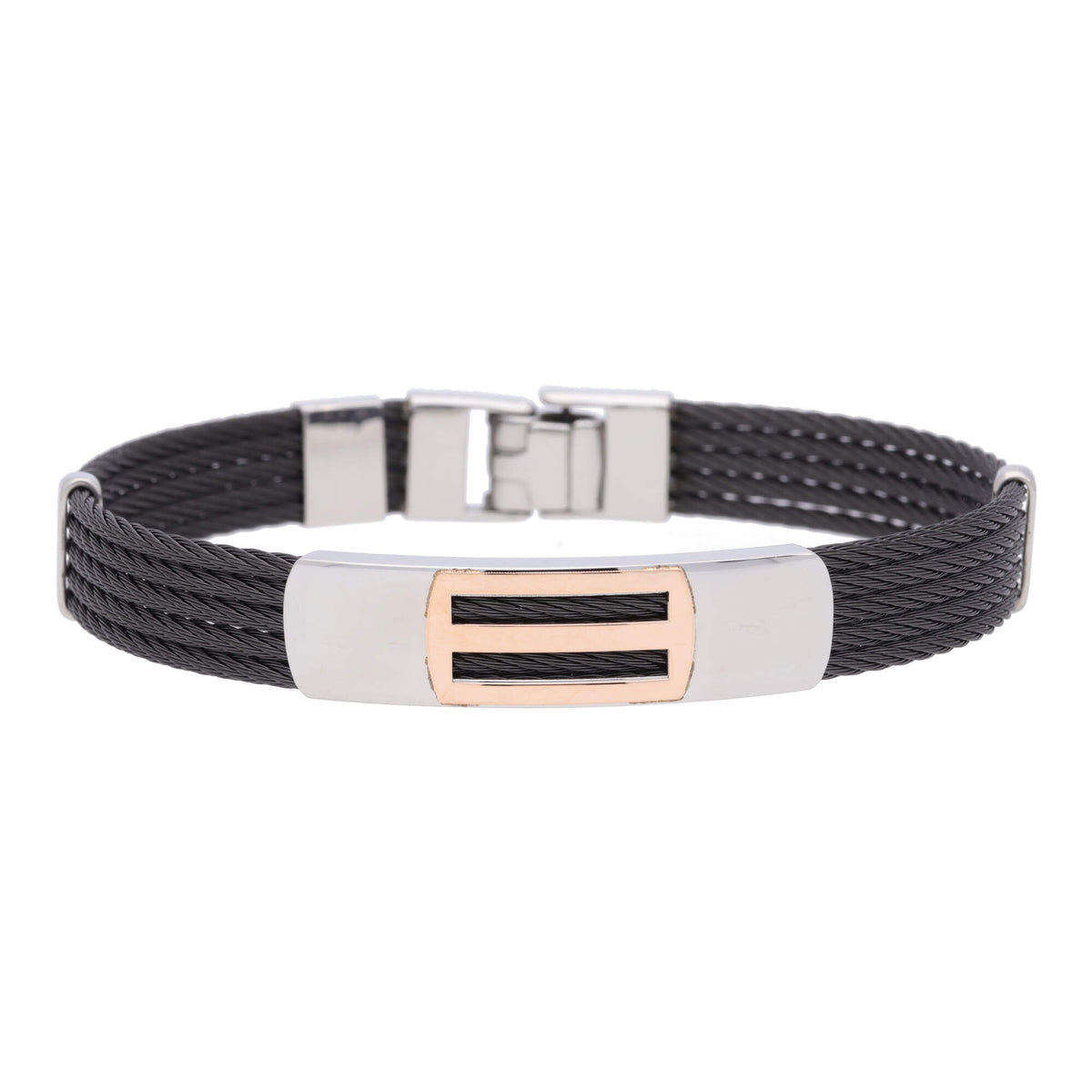 Salvatore Bersani B-Joy Black PVD & Steel Five-Strand Men’s Bracelet with 18ct Rose Gold Accents - Michael Jones Jeweller