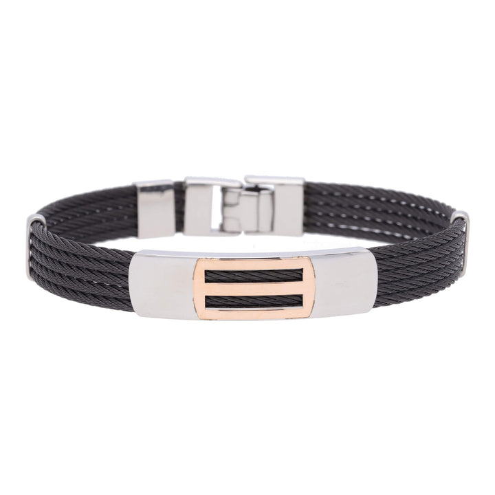 Salvatore Bersani B-Joy Black PVD & Steel Five-Strand Men’s Bracelet with 18ct Rose Gold Accents