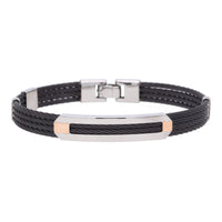 Salvatore Bersani B-Joy Black PVD & Steel Four-Strand Men’s Bracelet with 18ct Rose Gold Accents - Michael Jones Jeweller