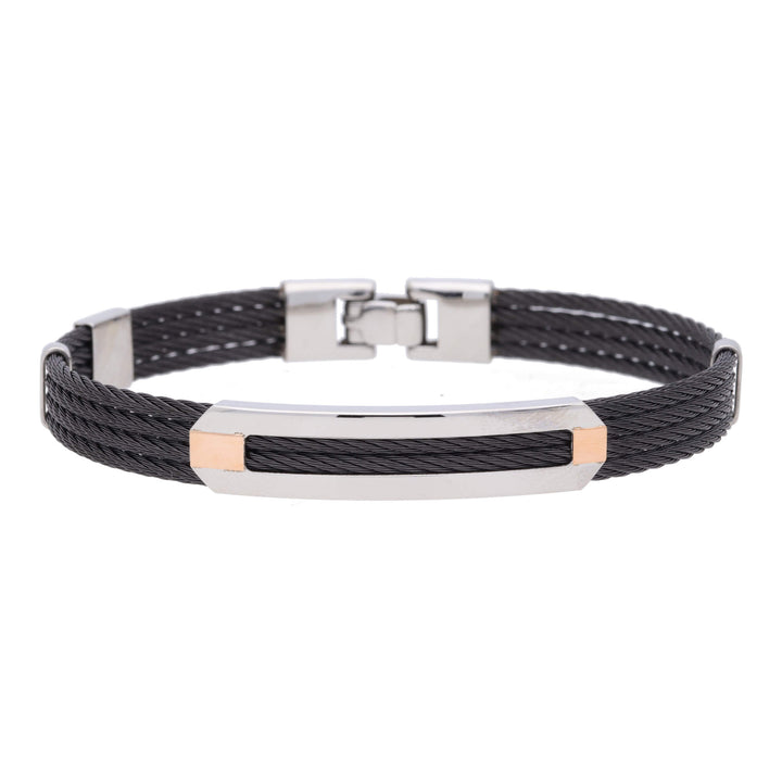 Salvatore Bersani B-Joy Black PVD & Steel Four-Strand Men’s Bracelet with 18ct Rose Gold Accents