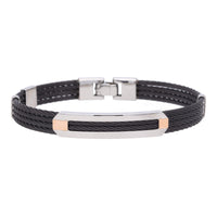 Salvatore Bersani B-Joy Black PVD & Steel Four-Strand Men’s Bracelet with 18ct Rose Gold Accents