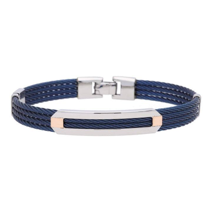 Salvatore Bersani B-Joy Blue PVD & Steel Four-Strand Men’s Bracelet with 18ct Rose Gold Accents