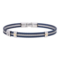 Salvatore Bersani B-Joy Blue PVD & Steel Three-Strand Men’s Bracelet with 18ct Yellow Gold Accents