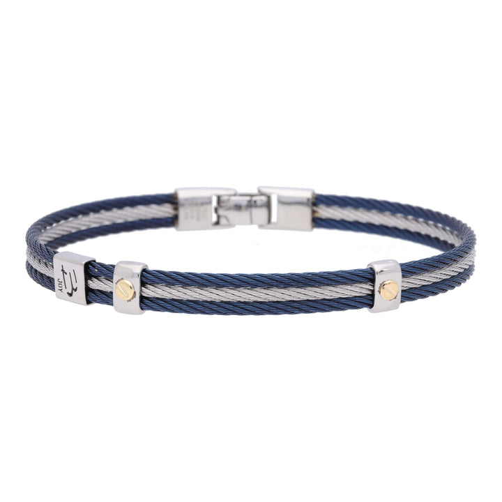 Salvatore Bersani B-Joy Blue PVD & Steel Three-Strand Men’s Bracelet with 18ct Yellow Gold Accents