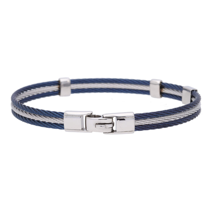 Salvatore Bersani B-Joy Blue PVD & Steel Three-Strand Men’s Bracelet with 18ct Yellow Gold Accents