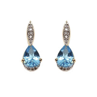 Blue Topaz and Diamond 9ct Yellow Gold Stud Earrings
