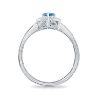 Blue Topaz and Diamond Pear Cut 9ct White Gold Ring (N)