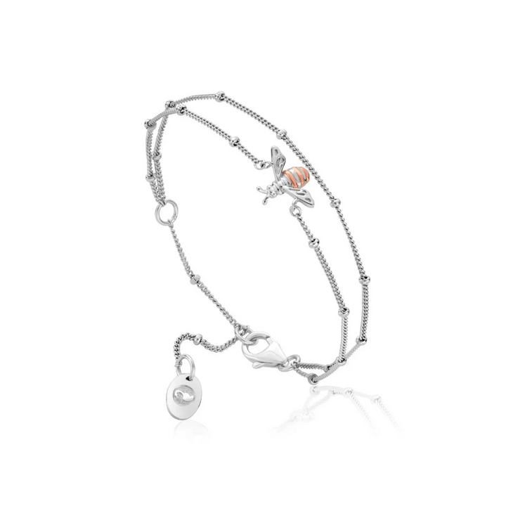 Clogau Nature's Wonder Sterling Silver Honey Bee Double-Chain Bracelet 3SHNB0134