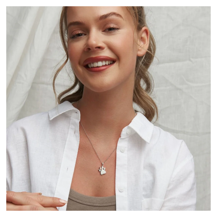 Clogau Paw Prints Sterling Silver Pendant with Topaz 3SPWP0225