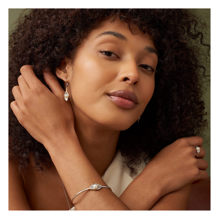 Clogau Nature's Wonder Sterling Silver Oyster Shell Drop Earrings with Pearls 3SLYV0791 - Michael Jones Jeweller