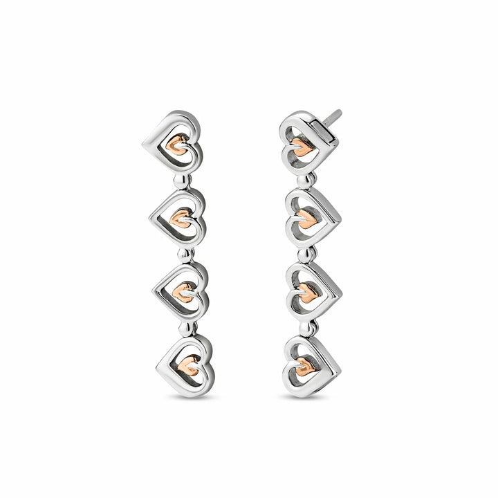 Clogau Tree of Life Sterling Silver Heart Drop-Stud Earrings 3SHEA884