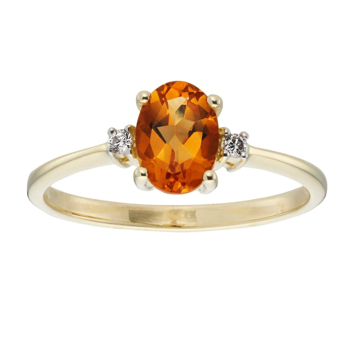 Citrine and Diamond 9ct Yellow Gold Trilogy Ring - Michael Jones Jeweller