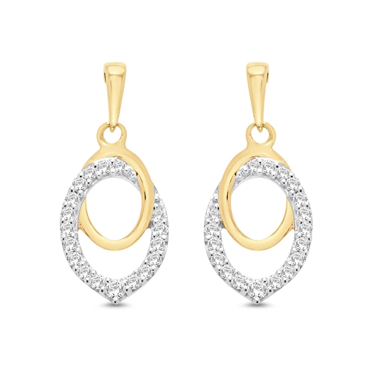 Diamond Open Drop 9ct Yellow Gold Earrings - Michael Jones Jeweller