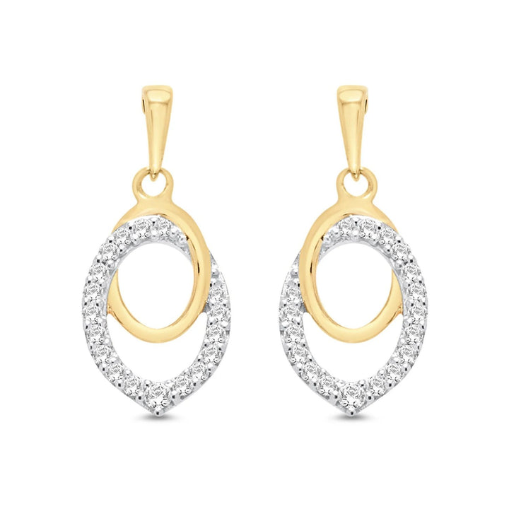Diamond Open Drop 9ct Yellow Gold Earrings