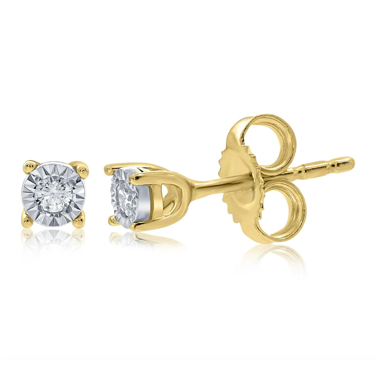 Illusion Set Diamond 9ct Yellow Gold Stud Earrings - Michael Jones Jeweller