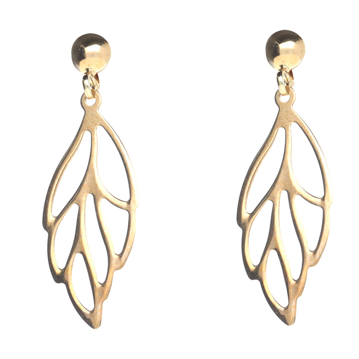 Open Leaf 9ct Yellow Gold Drop Earrings - Michael Jones Jeweller
