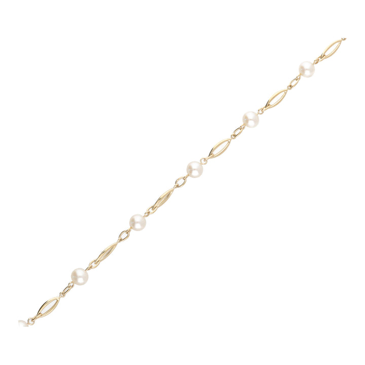 Freshwater Pearl 9ct Yellow Gold Marquise Shaped Bracelet