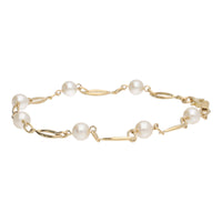 Freshwater Pearl 9ct Yellow Gold Marquise Shaped Bracelet