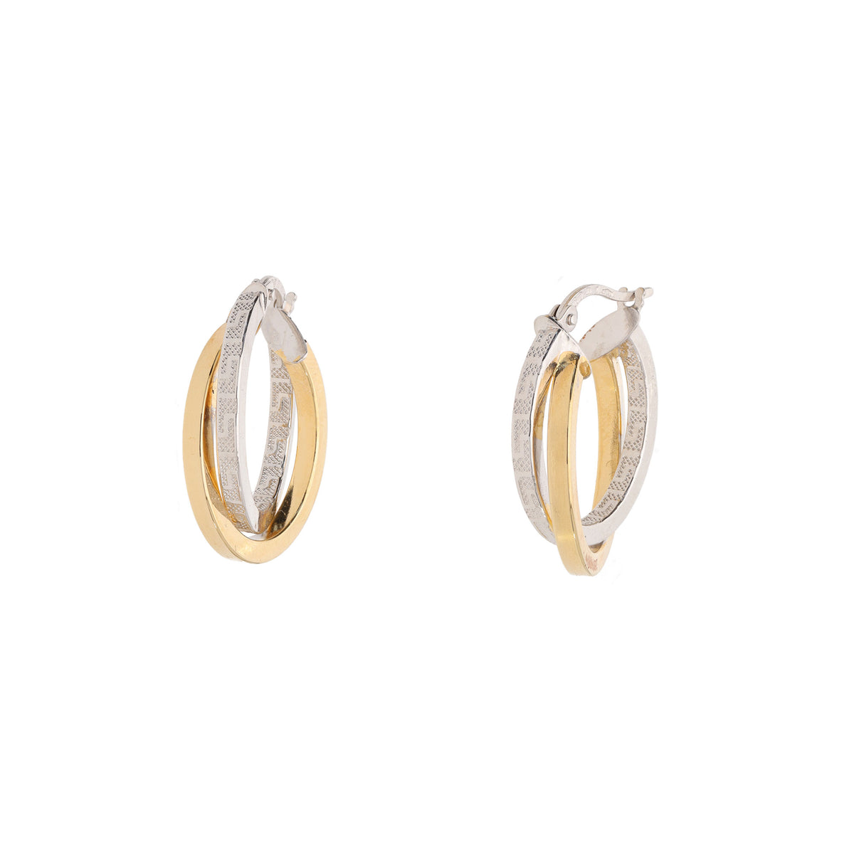 Intertwined 18ct Yellow and White Gold Hoop Earrings - Michael Jones Jeweller