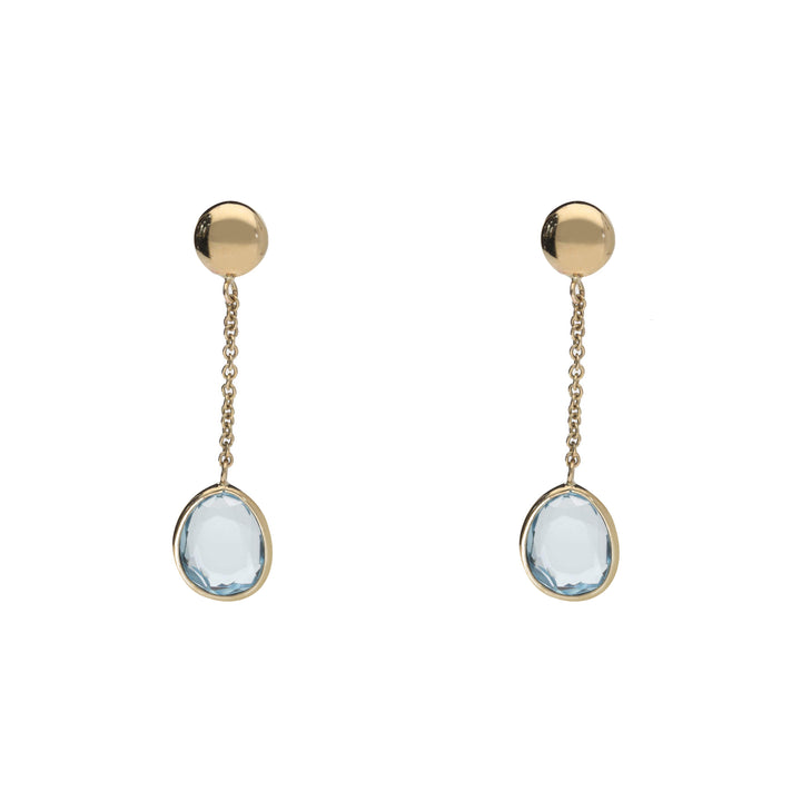 Blue Topaz 9ct Yellow Gold Drop Earrings