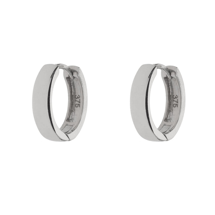 Flat Section 9ct White Gold 14mm Hoop Earrings - Michael Jones Jeweller