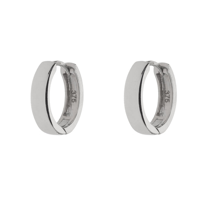 Flat Section 9ct White Gold 14mm Hoop Earrings