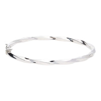 Polished Oval Twist 9ct White Gold Bangle