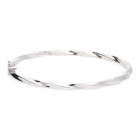 Polished Oval Twist 9ct White Gold Bangle