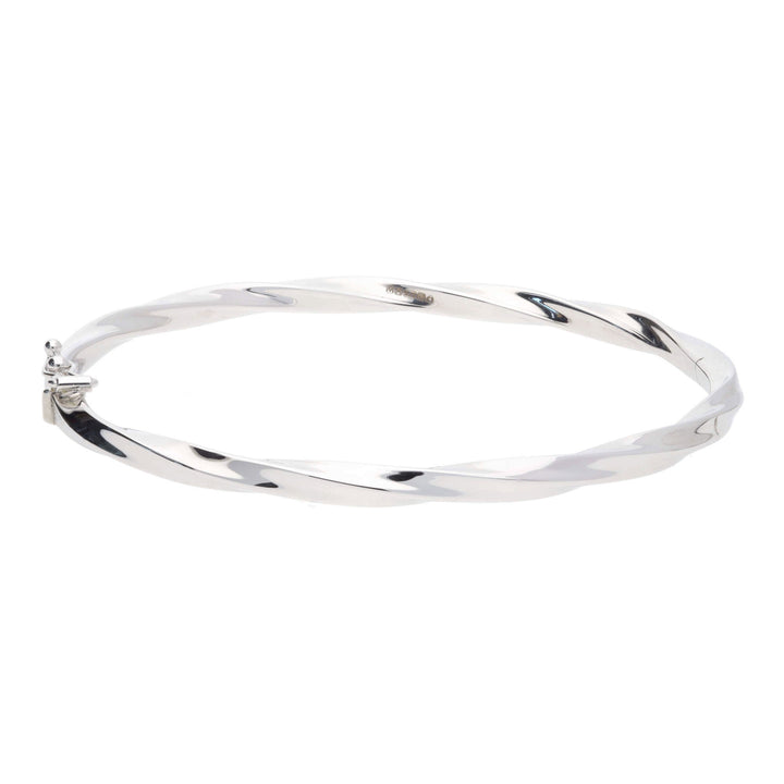 Polished Oval Twist 9ct White Gold Bangle