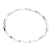 Polished Oval Twist 9ct White Gold Bangle