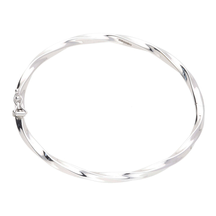Polished Oval Twist 9ct White Gold Bangle