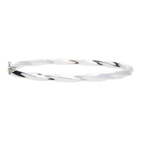 Polished Oval Twist 9ct White Gold Bangle