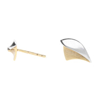 Polished and Brushed 9ct Yellow and White Gold Shark Fin Earrings - Michael Jones Jeweller