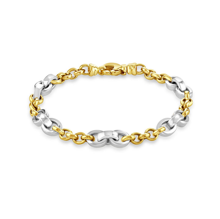 Oval Link 9ct Yellow and White Gold Bracelet - Michael Jones Jeweller