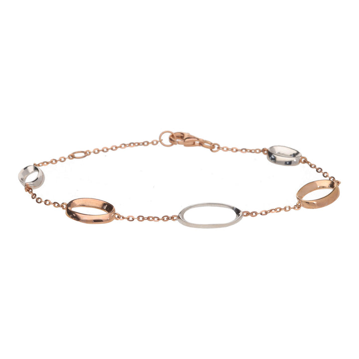 Open Oval and Chain 9ct White and Rose Gold Bracelet