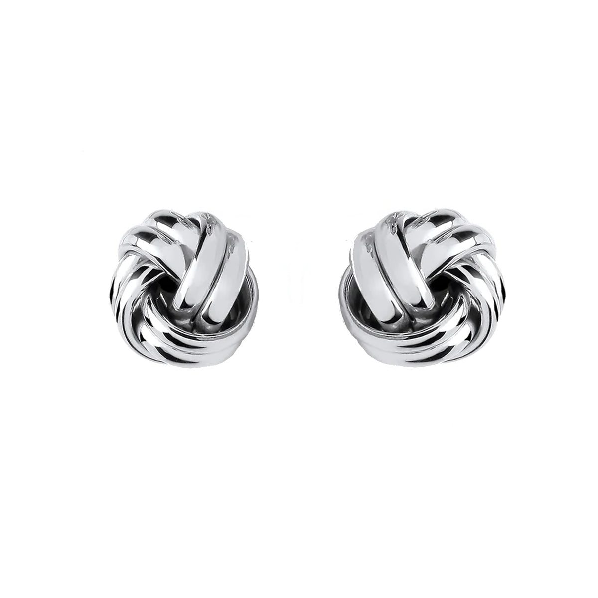 Four Double Strand 10mm 9ct White Gold Knot Earrings - Michael Jones Jeweller