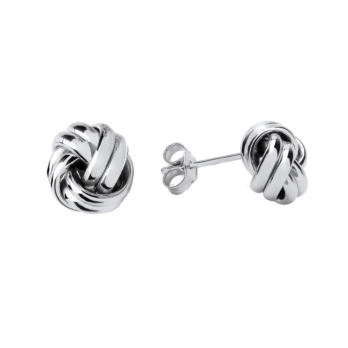 Four Double Strand 10mm 9ct White Gold Knot Earrings - Michael Jones Jeweller