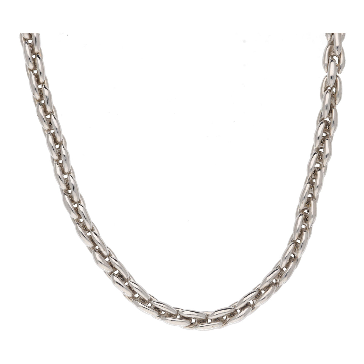 Tight Oval Link 9ct White Gold Necklace - Michael Jones Jeweller