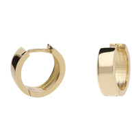 Rectangular Section 9ct Yellow Gold 13mm Huggy Earrings - Michael Jones Jeweller