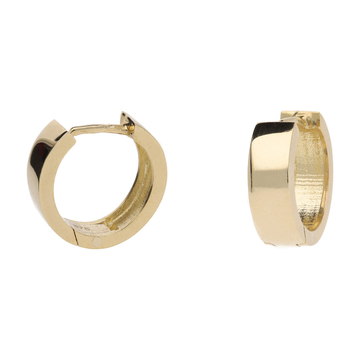 Rectangular Section 9ct Yellow Gold 13mm Huggy Earrings - Michael Jones Jeweller