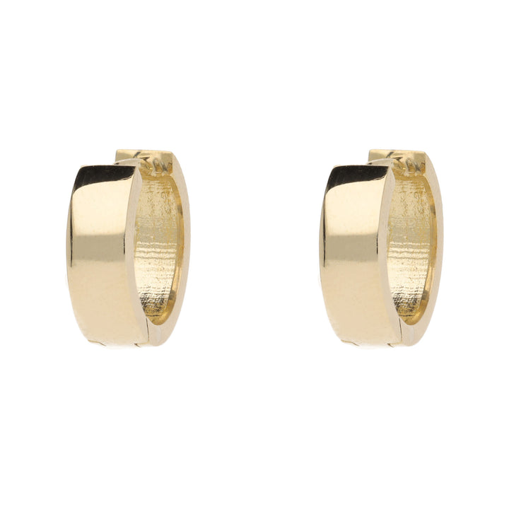 Rectangular Section 9ct Yellow Gold 13mm Huggy Earrings - Michael Jones Jeweller