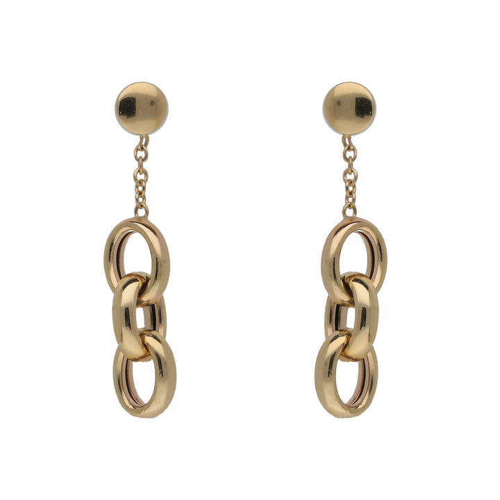 Link and Chain 9ct Yellow Gold Drop Earrings - Michael Jones Jeweller