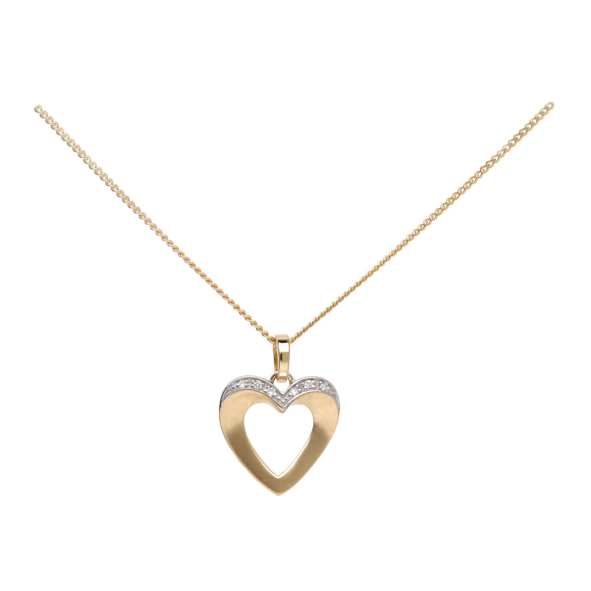 Diamond Open Heart 9ct Yellow Gold Necklace - Michael Jones Jeweller